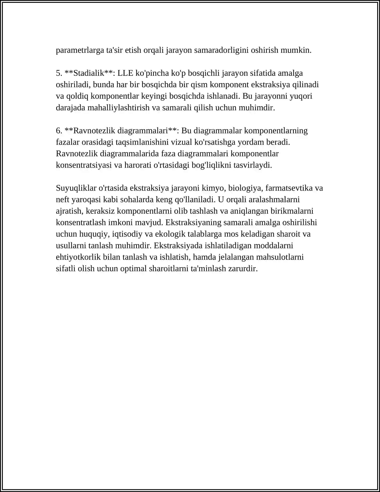 Suyuqliklar o'rtasida ekstraksiya (LLE) 4