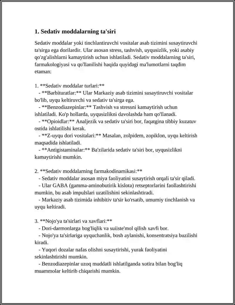 MARKAZIY NERV SISTEMASIGA TASIR QILADIGAN MODDALAR 4