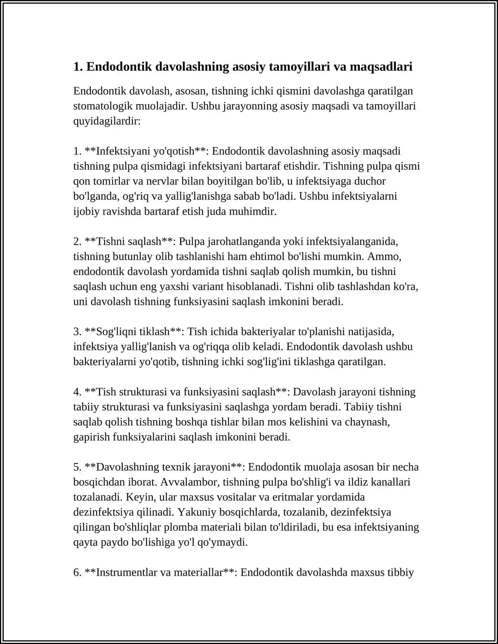 ENDODONTIK DAVOLASHNI REJALASHTIRISH VA TASHKILLASHTIRISH TAMOYILLARI 4