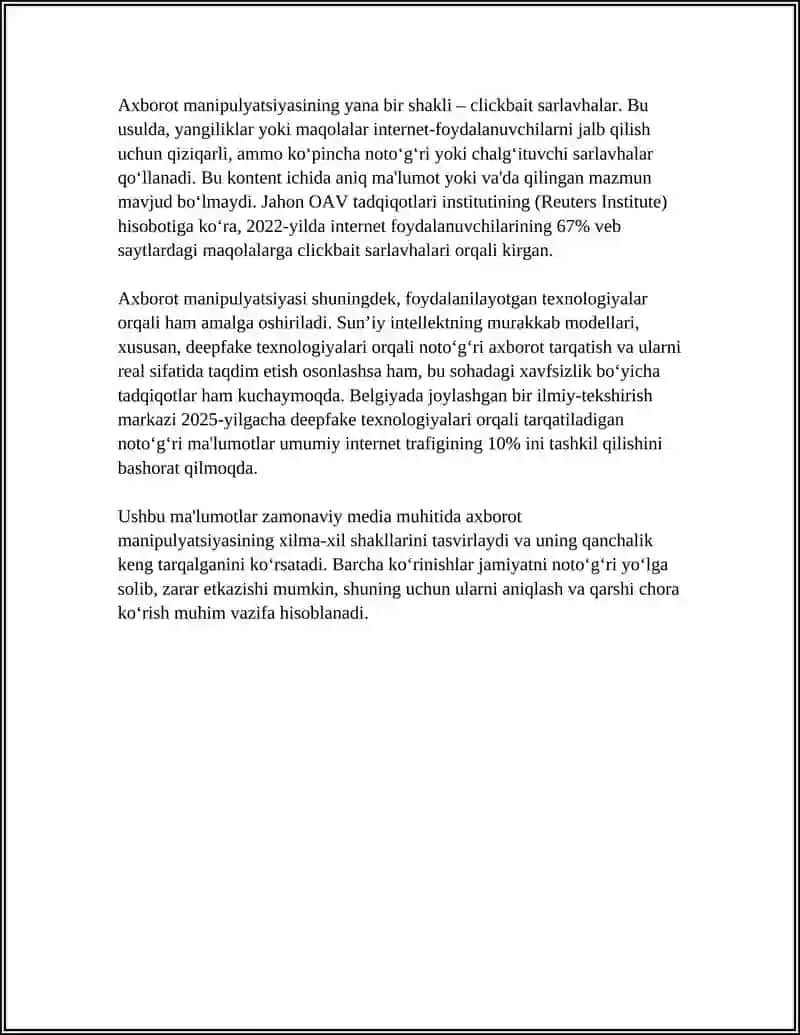 ZAMONAVIY MEDIA MUHITIDA AXBOROT MONIPULYATSIYASIDAN HIMOYALANISH 4