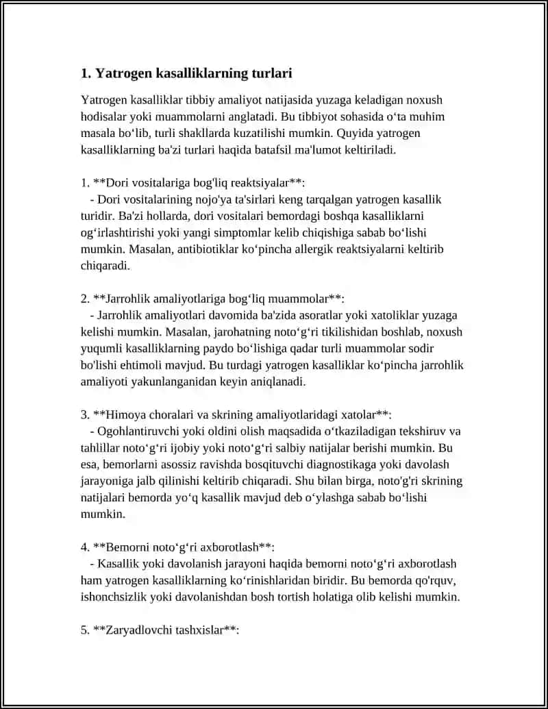 YATROGEN OMILLAR.YATROGEN KASALLIKLAR VA ULARNING OLDINI OLISH CHORALARI 4