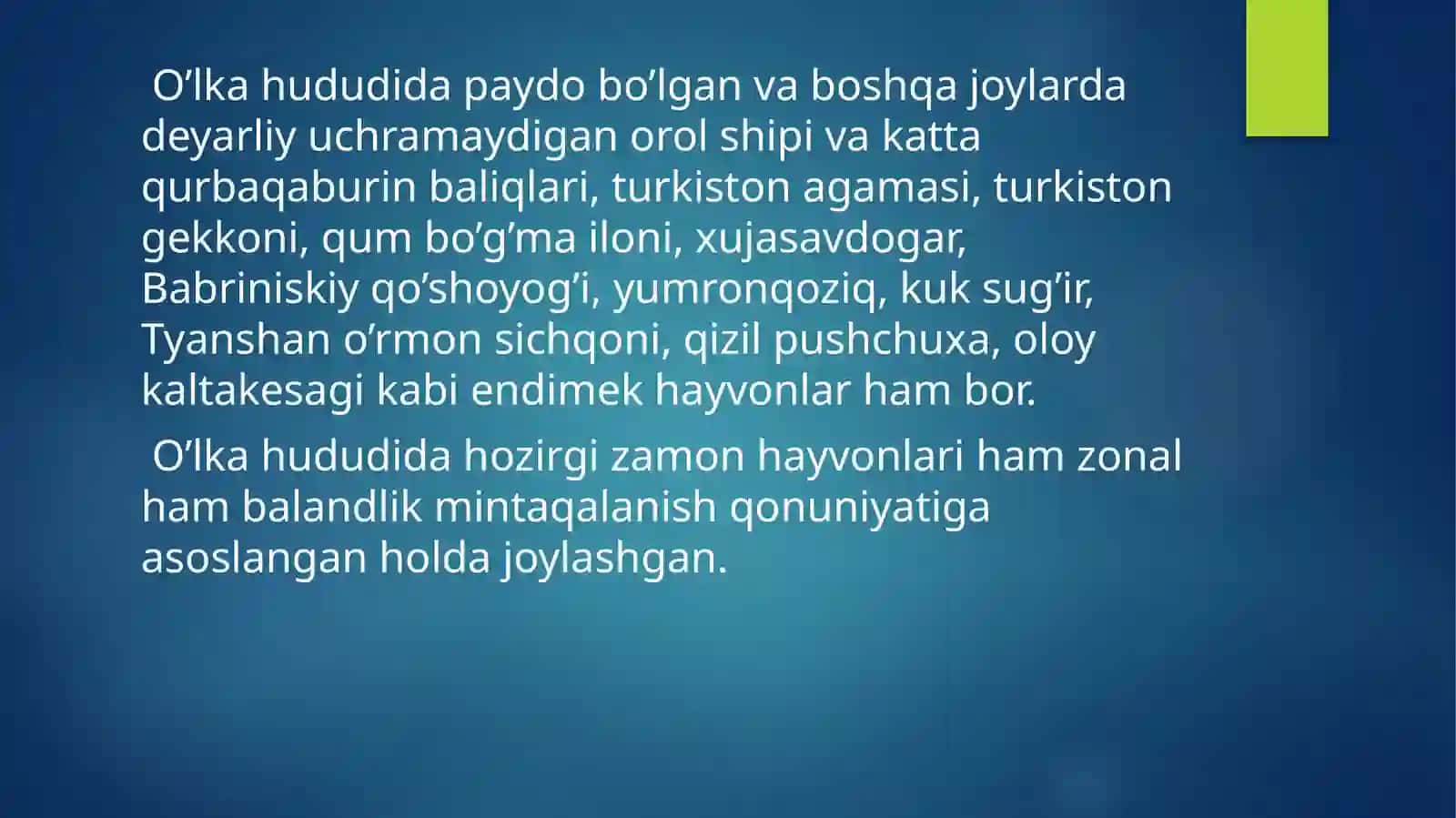O’rta Osiyo hayvonot dunyosi 4