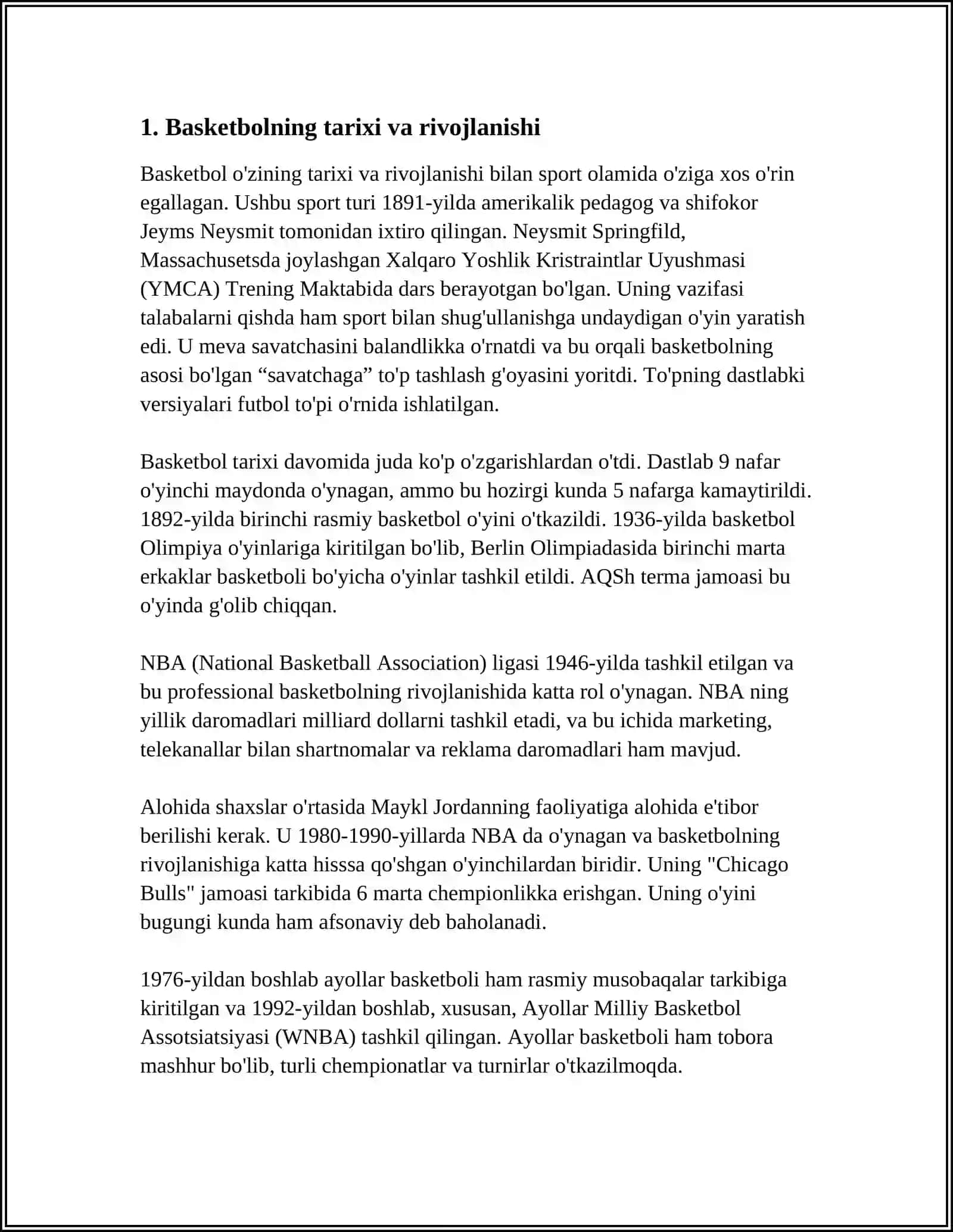 BASKETBALL HAQIDA 4BETLIK REFERAT TAYYORLASH 4