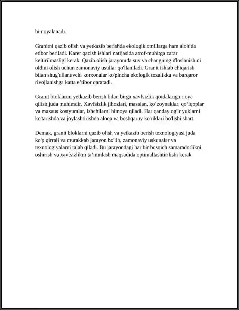GRANIT BLOKLARIGA ISHLOV BERISH KORXONALARINING TEXNALOGIYASI VA USKUNALARI 4