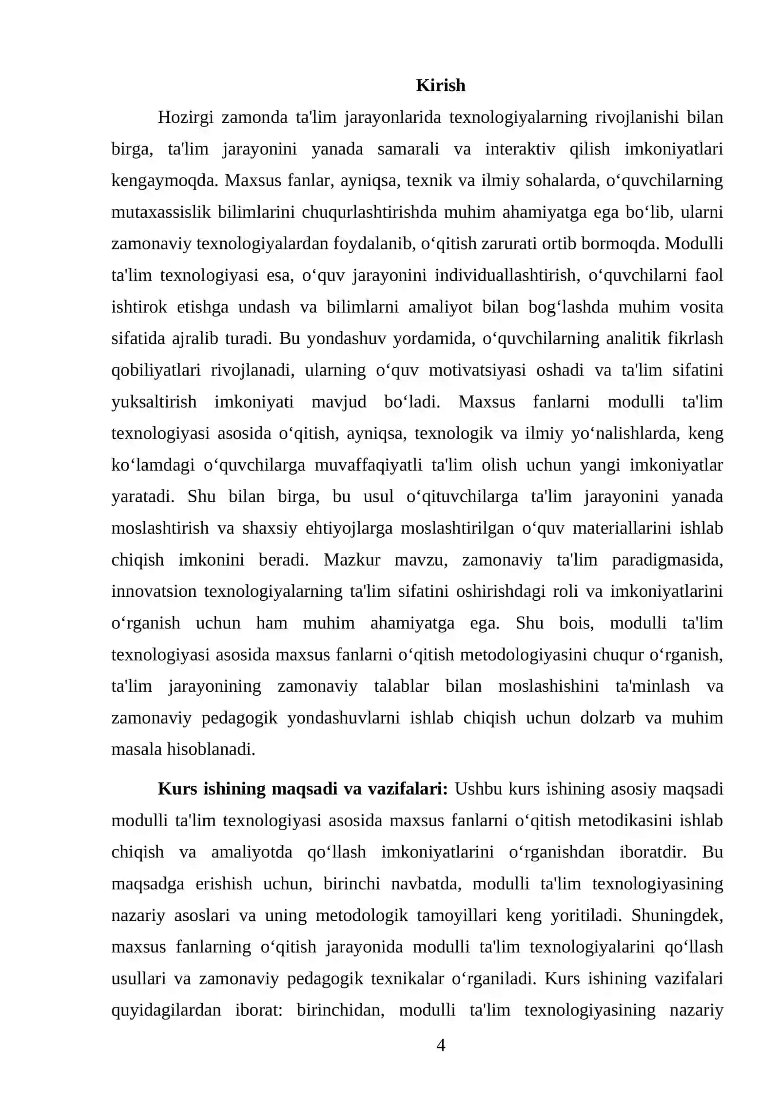 MODULLI TAʼLIM TEXNOLOGIYASI ASOSIDA MAXSUS FANLARNI OʻQITISH 4