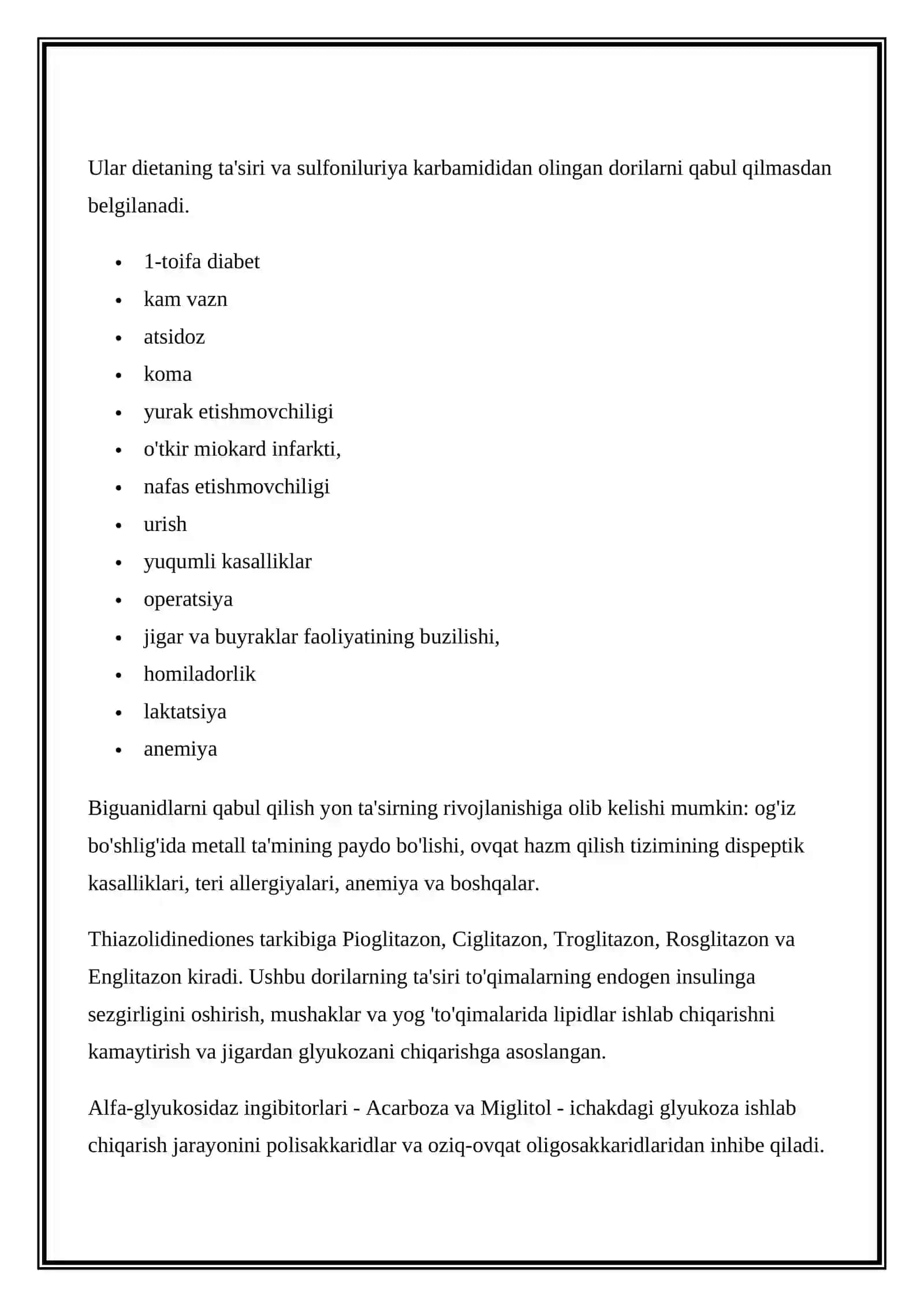 GIPOGLIKEMIK DORILAR: GIPOGLIKEMIK VOSITALARNI KO'RIB CHIQISH VA KLINIK FARMAKOLOGIYASI 4
