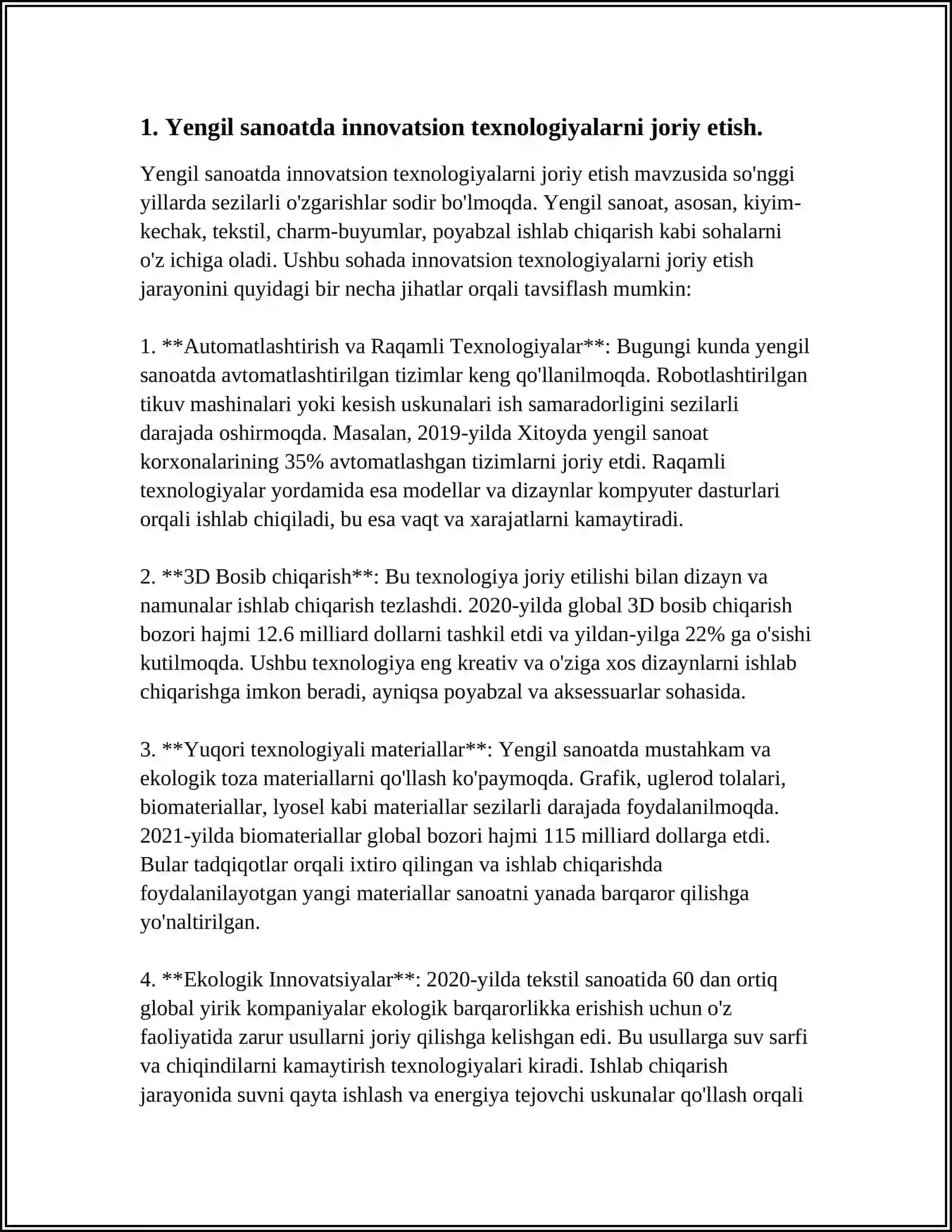 SURXONDARYO VILOYATIDA YENGIL SANOATNI YANADA RIVOJLANTIRISH UCHUN QANDAY ISHLARNI AMALGA OSHIRISH LOZIM 4