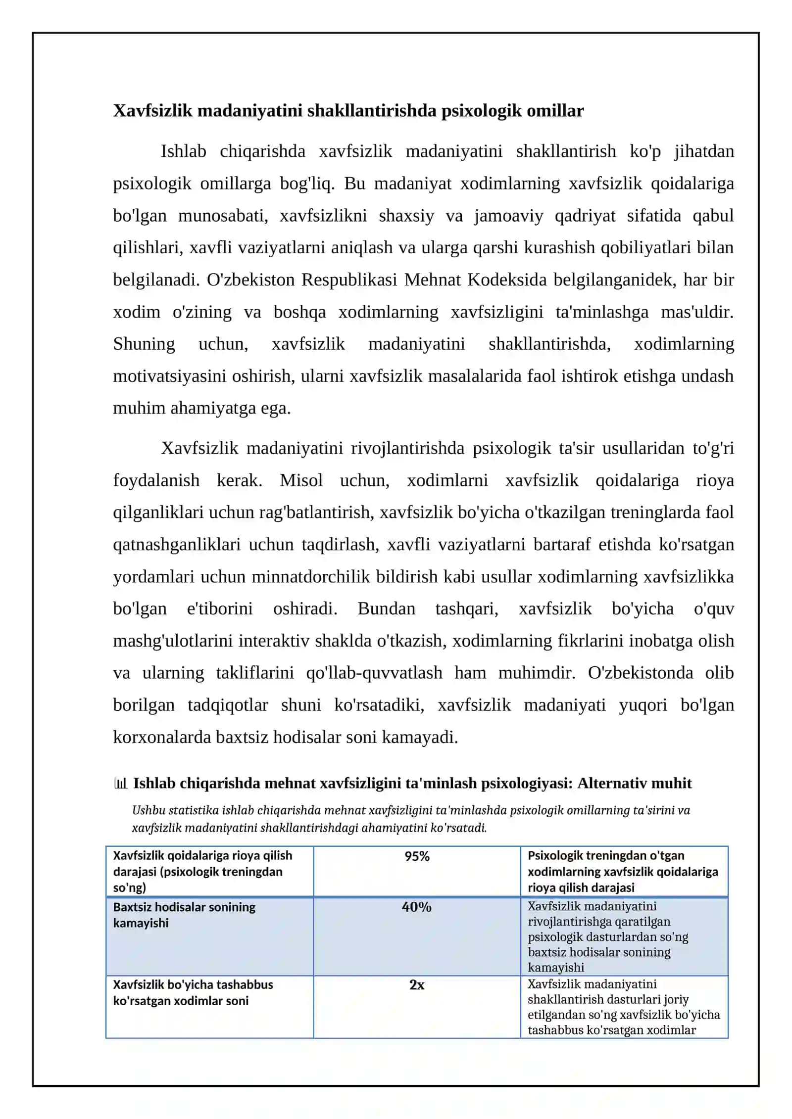 Ishlab chiqarishda mehnat xavfsizligini ta'minlash psixologiyasi 4