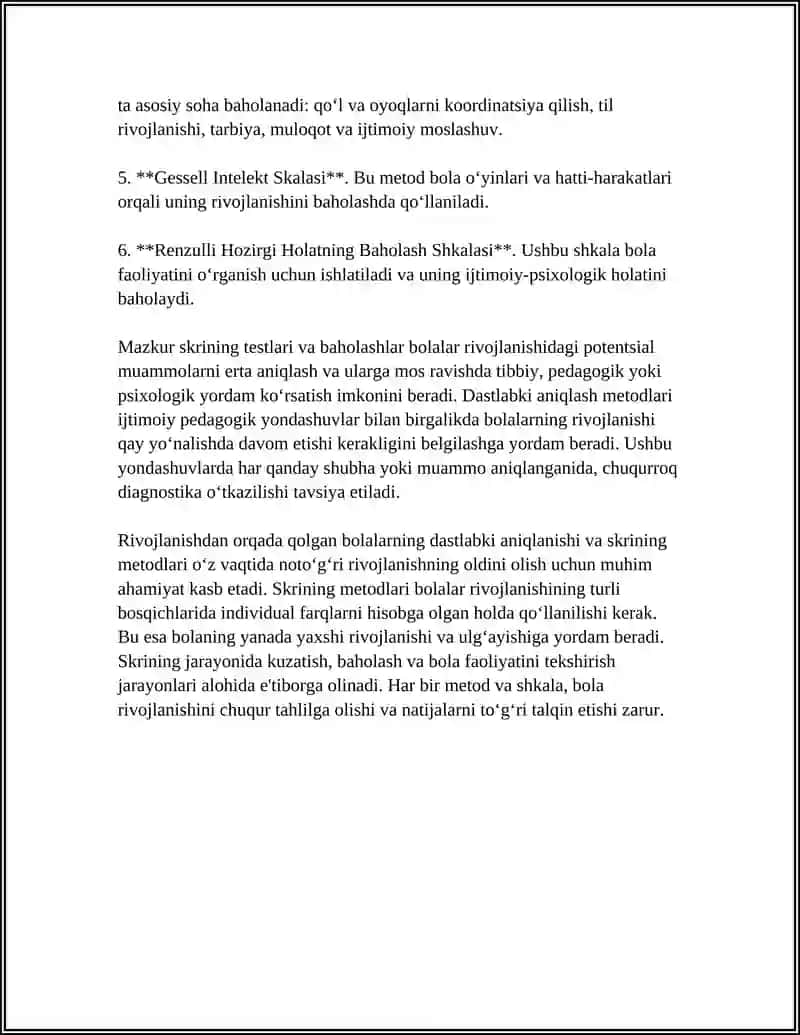 RIVOJLANISHDAN ORQADA QOLGAN PSIXIK DIAGNOSTIKA METODI 4