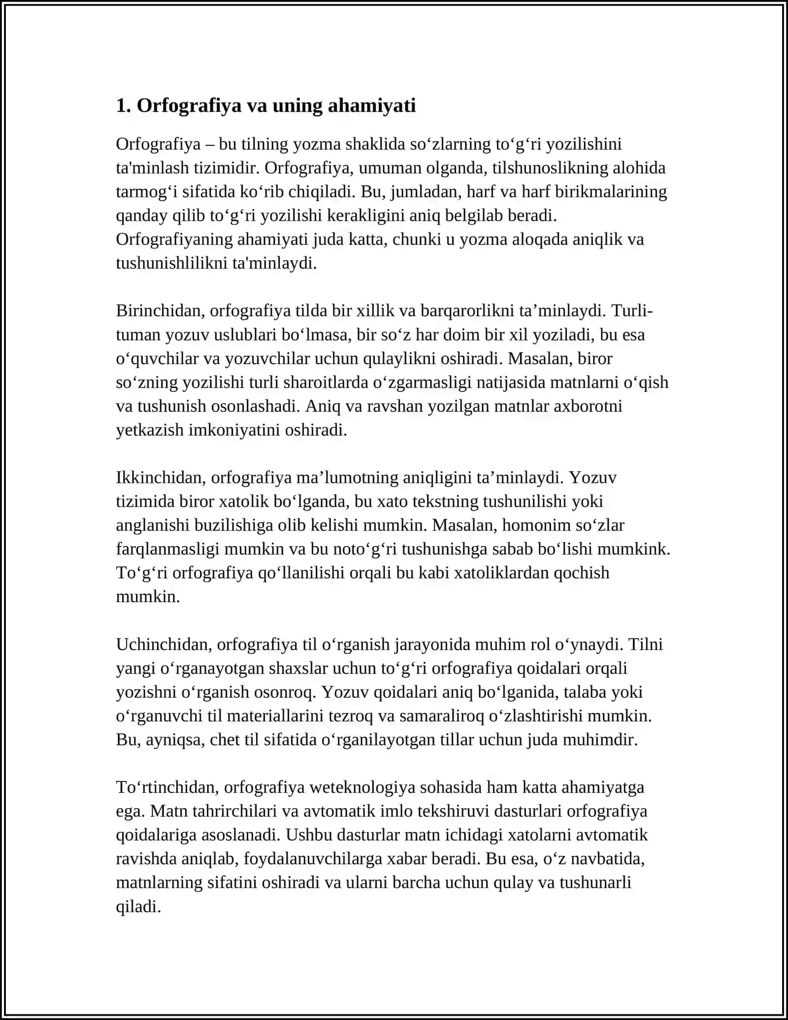 1-4 SINF DARSLIKLARIDAGI ORFOGRAFIYAGA OID MASHQLARNI TAHLIL QILISH 4