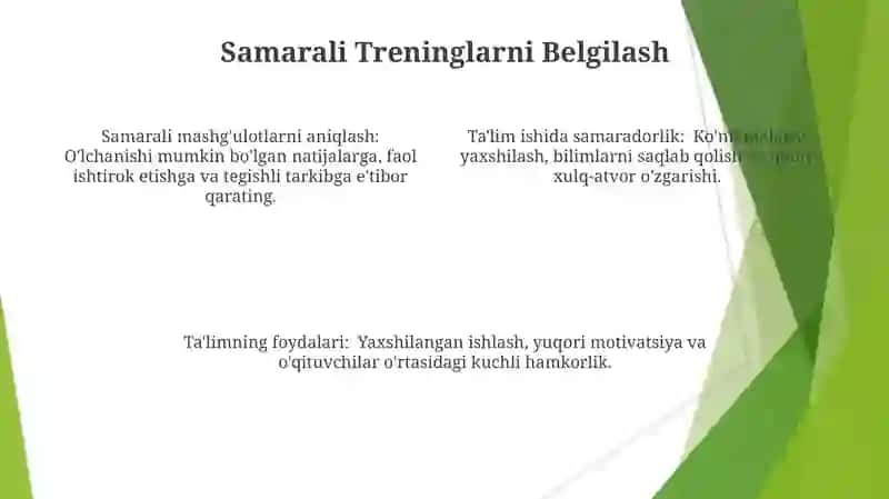 Tarbiyaviy ishlarni olib borishda treninglardan foydalanishning samaradorligi 4