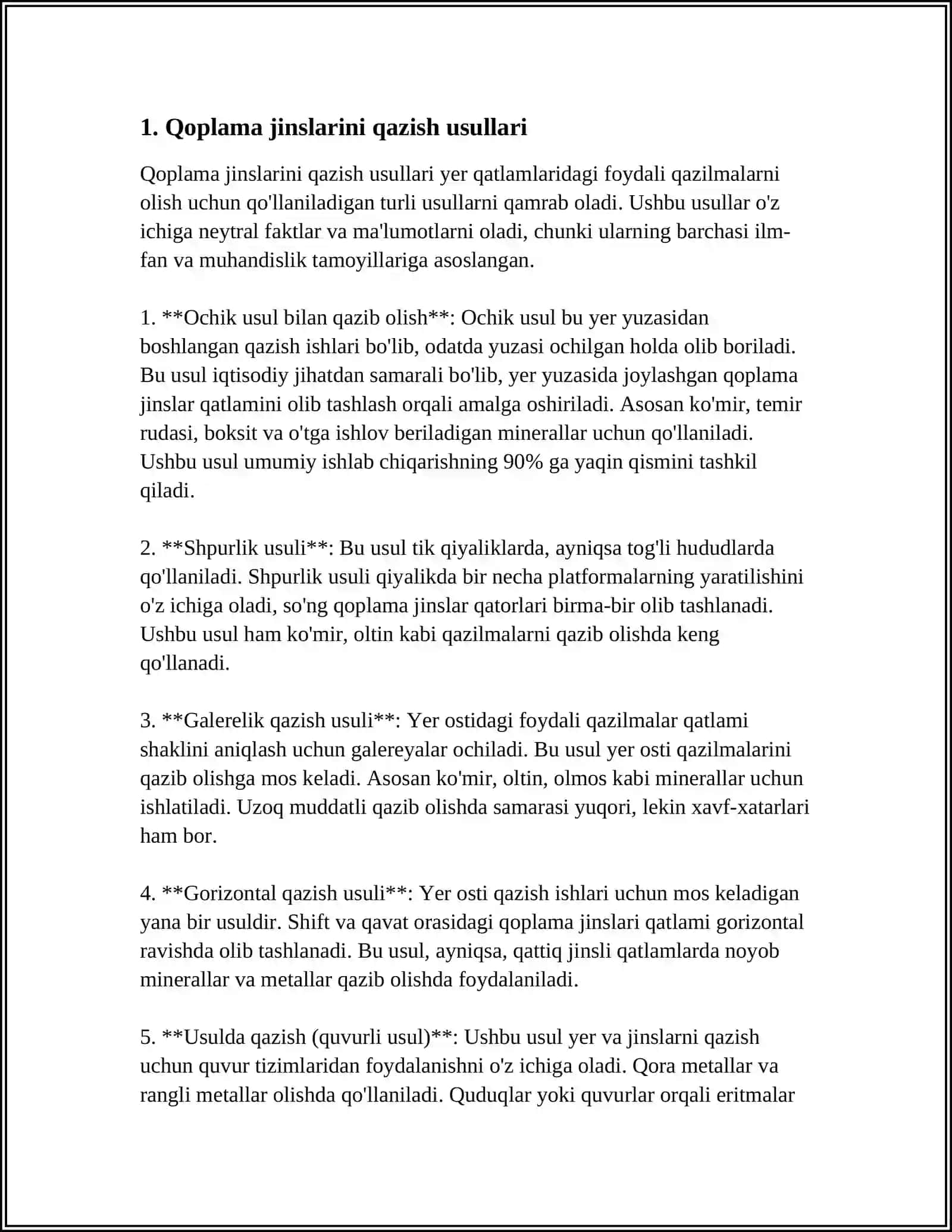 QOPLAMA JINSLARNI KONSOLLI AG'DARMA HOSIL QILUVCHI USKUNA BILAN QAZISHDAN BOSHAGAN MAYDONGA TOKISH TEXNOLOGIYASI 4