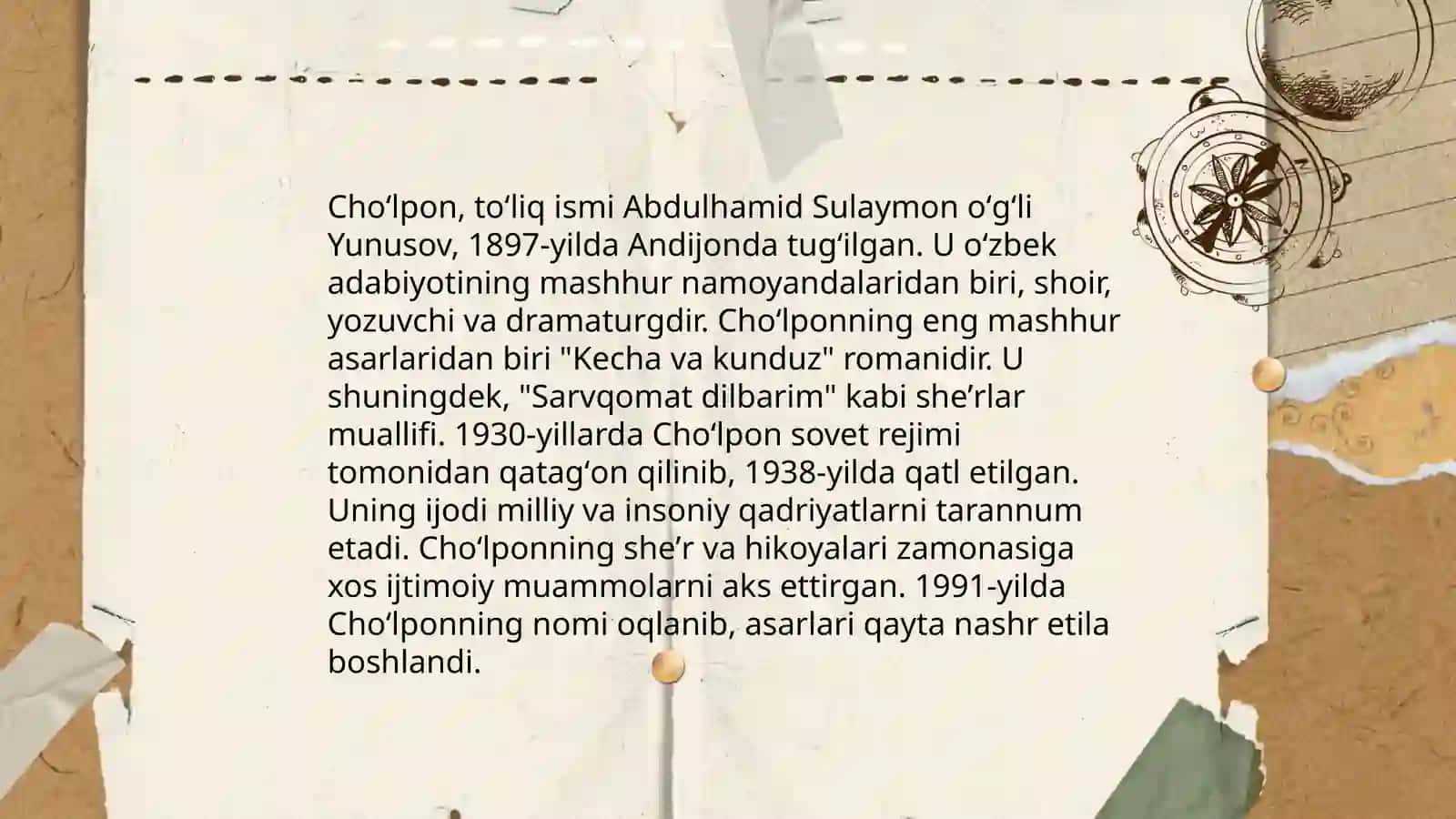 Abdulhamid Choʻlpon "Oydin kechalar" hikoyasi 4