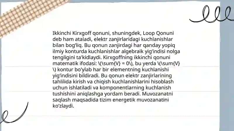 Kirxgof qonunlarini bevosita qo'llab murakkab elektr zanjirlarini hisoblash EE-12 4