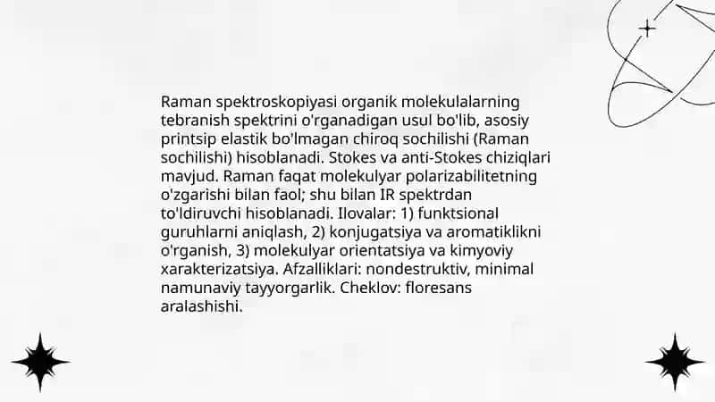Organik molekulalarning tebranma va aylanma spektrlari 4