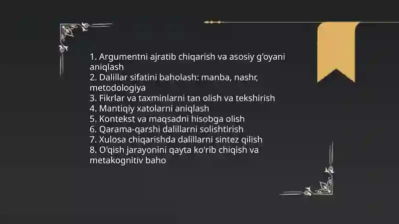 Tanqidiy o'qish va samarali amalga oshirish omillari 4