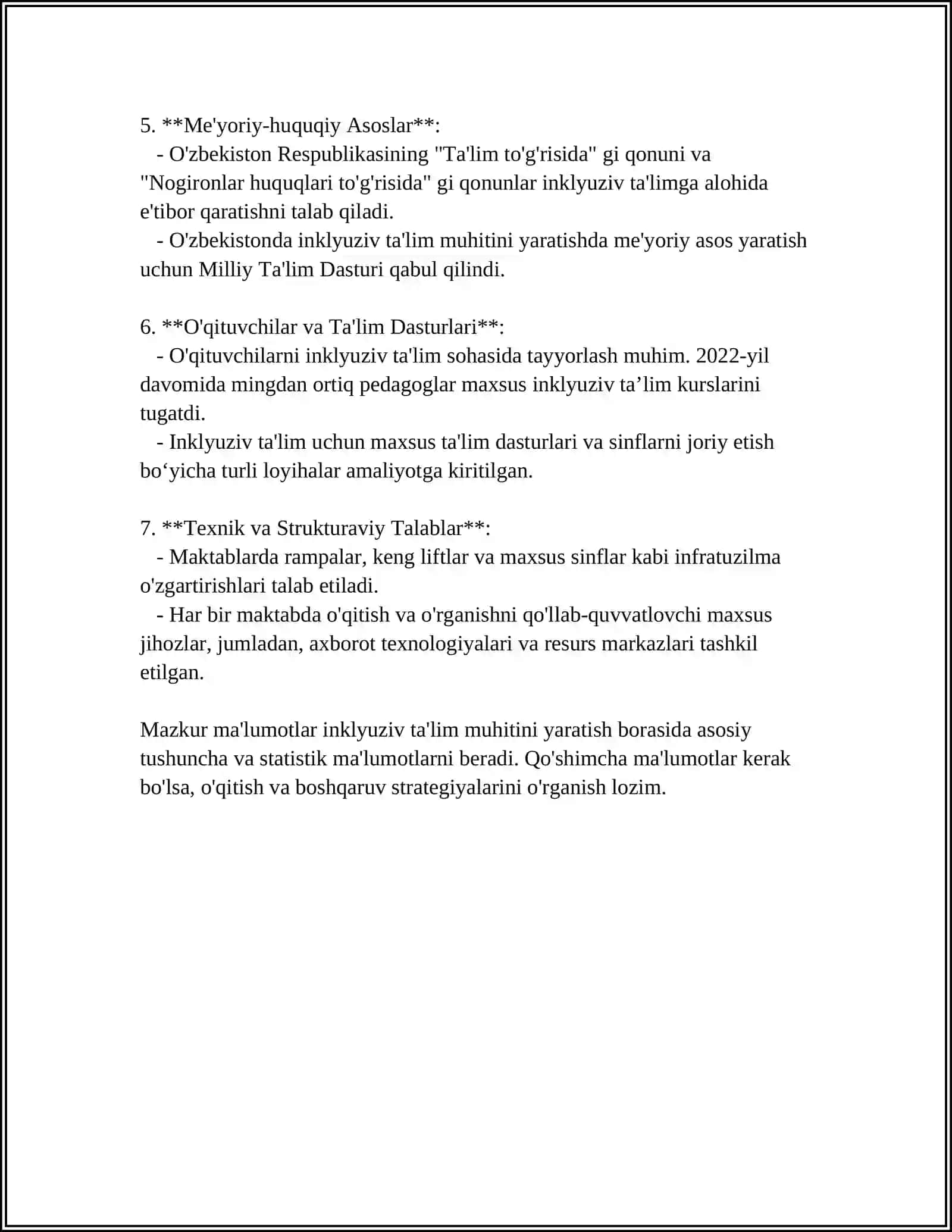 O'ZBEKISTON RESPUBLIKASIDA INKLUZIV TA'LIMNI QO'LLAB QUVVATLASHDA AMALIY TAJRIBALAR 4