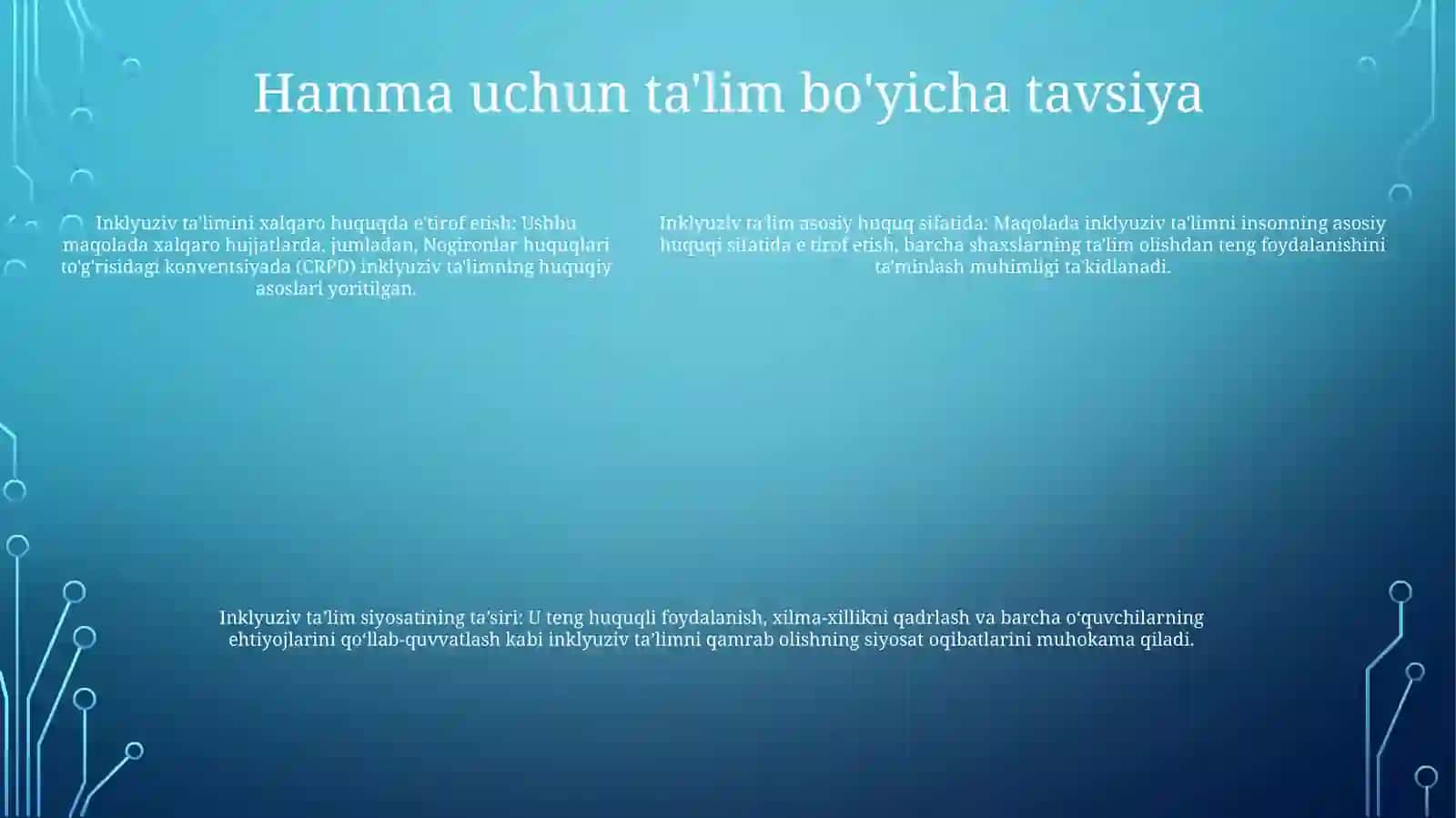 Inklyuziv Talimning Huquqiy Asoslarini Xalqaro Hujjatlarda Tahlil Qilish 4