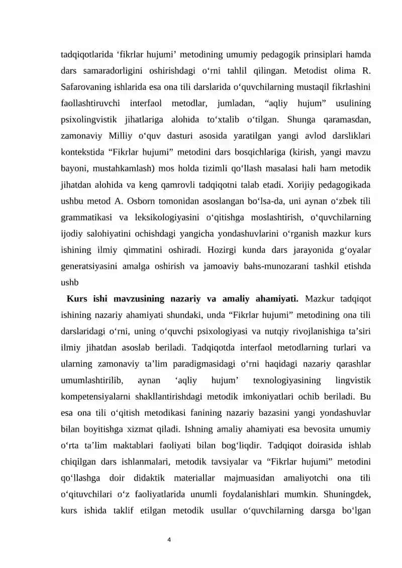 Dars jarayonida “fikrlar hujumi” metodidan foydalanish 4