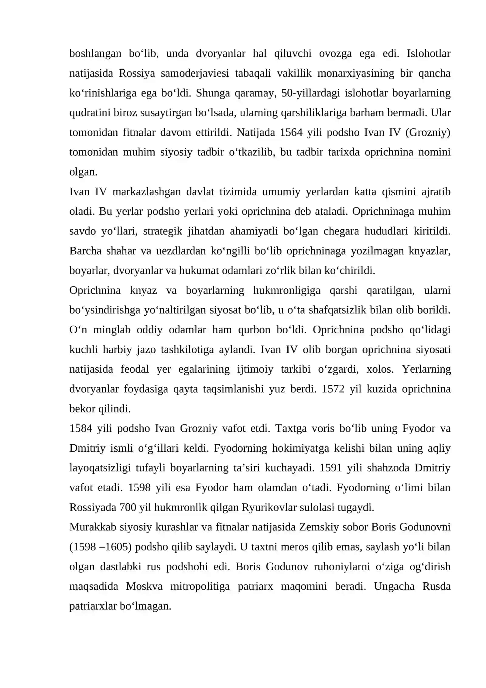 XVII ASRDAN 1870 YILLARGACHA ROSSIYA  REJA: 4