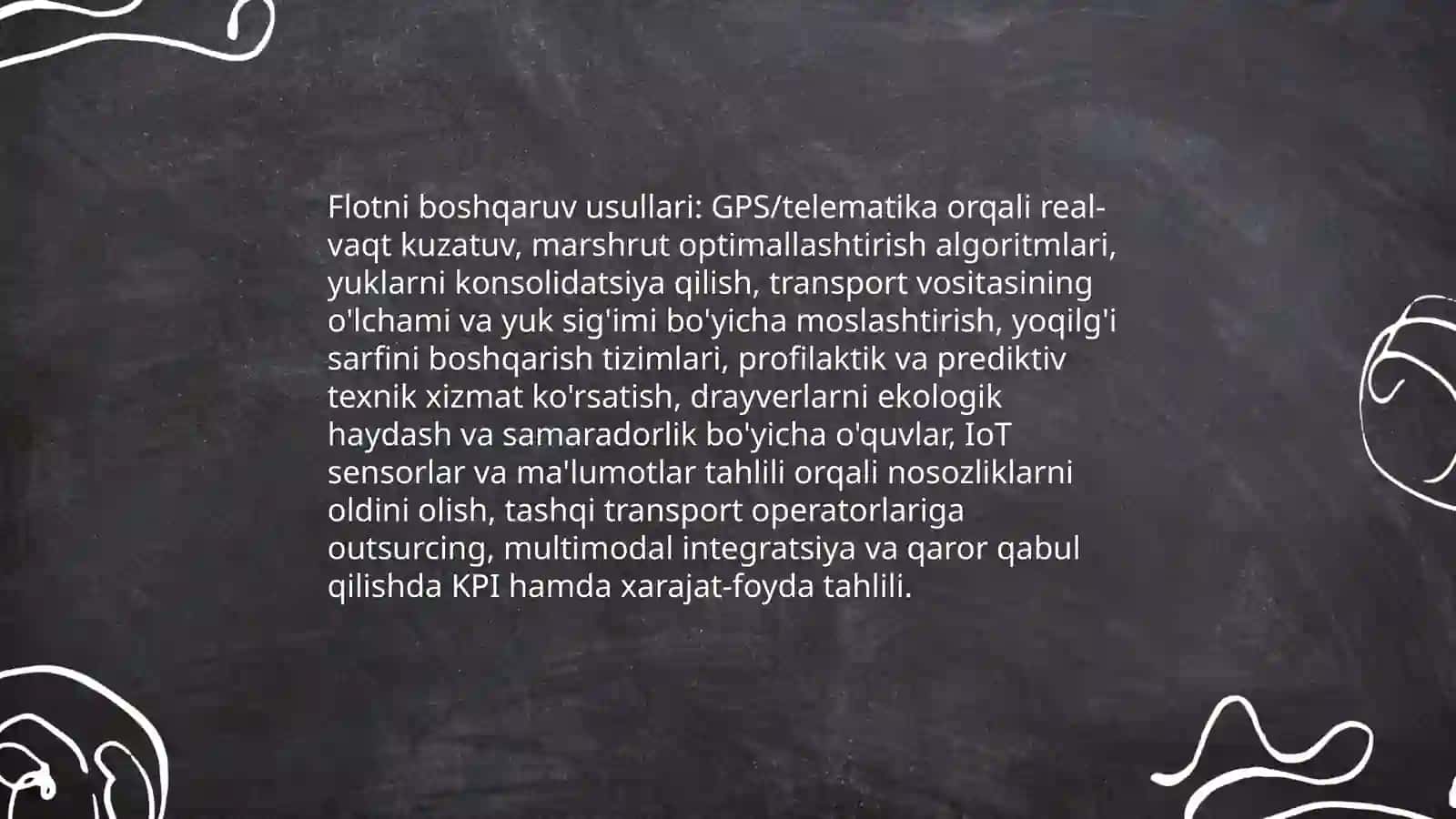 Yuk tashuvchilarni tashkil etish va boshqarish usullarini qo'llashning zamonaviy, mahalliy va xorijiy tajribasi 4