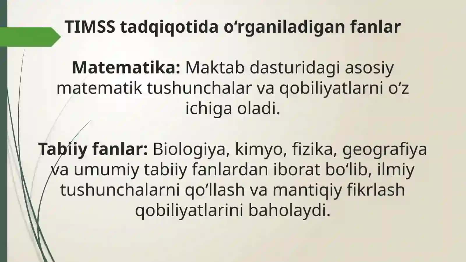 TIMSS xalqaro tadqiqotining fizika fani mazmuni boʻyicha kognitiv sohalar (bilish, qoʻllash, mulohaza yuritish)ga doir topshiriqlar bilan ishlash metodikasi 4