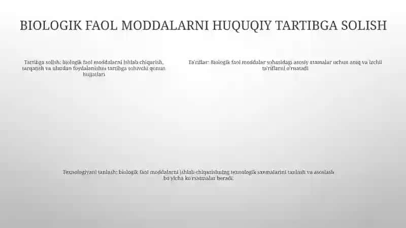 Biologik Faol Moddalarning Qonunchilik Va Normativ Bazasi 4
