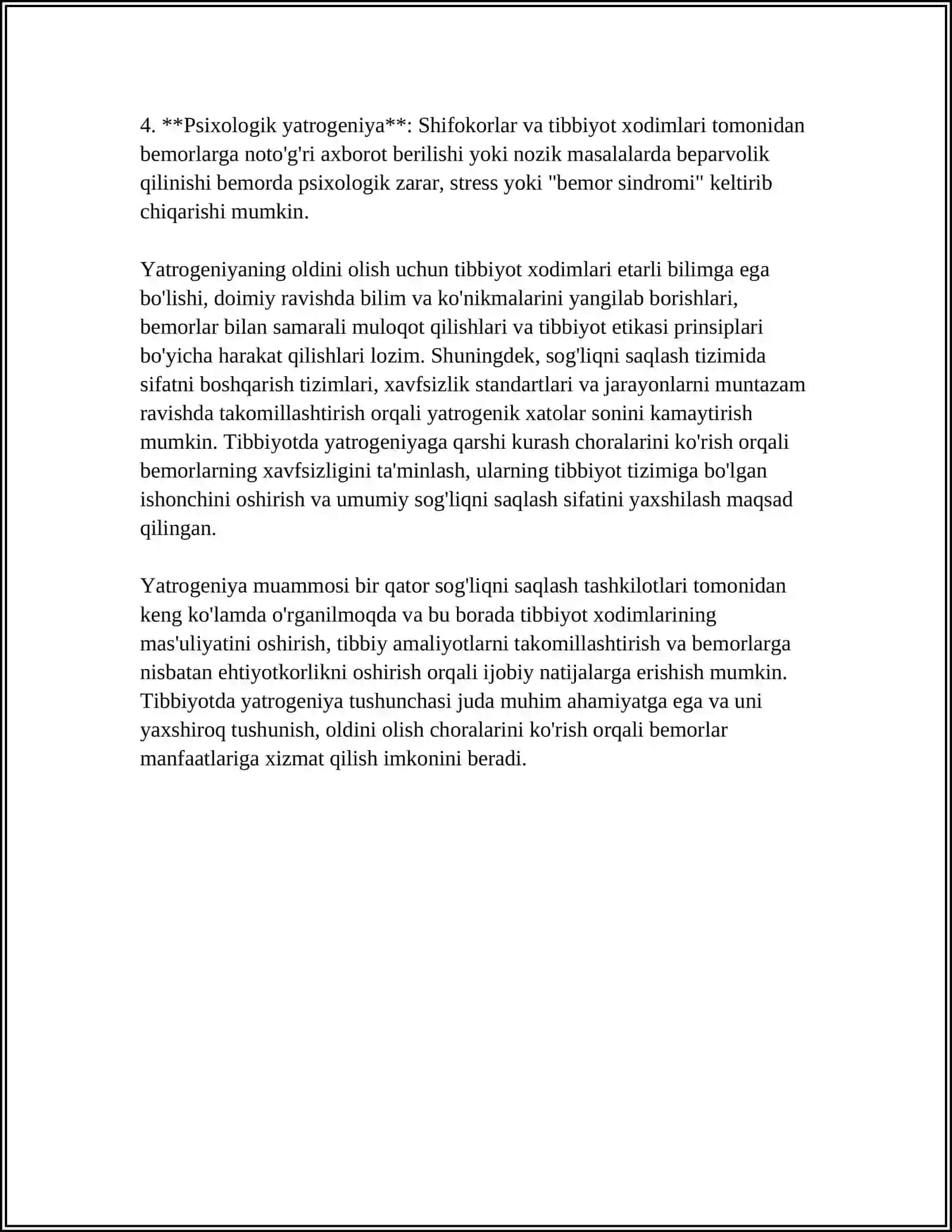 HOZIRGI ZAMON TIBBIYOTIDA YATROGROGENIYA MUAMMOLARI 4