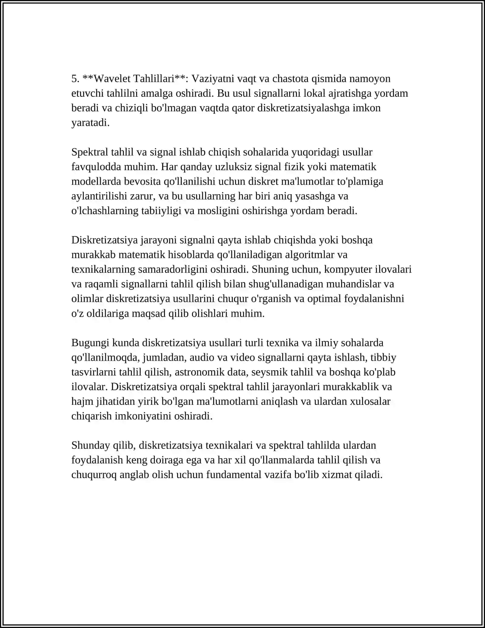 SIGNALNI YETAKCHI GARMONIKASINI AJRATISH ALGORITMI. SPEKTRAL TAHLIL 4