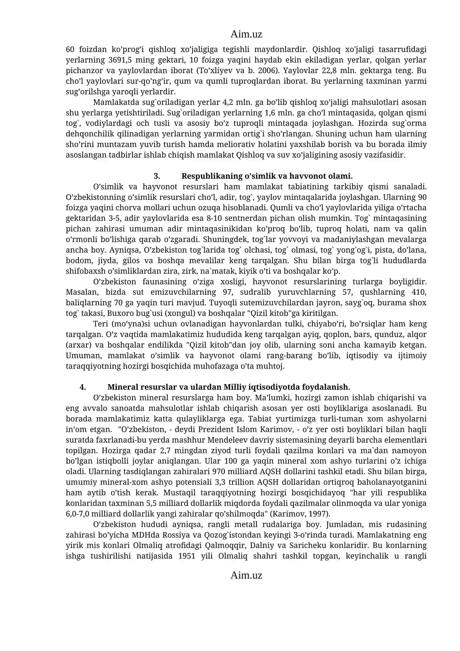 O'zbekiston Respublikasining tabiiy sharoiti va tabiiy boyliklari 4