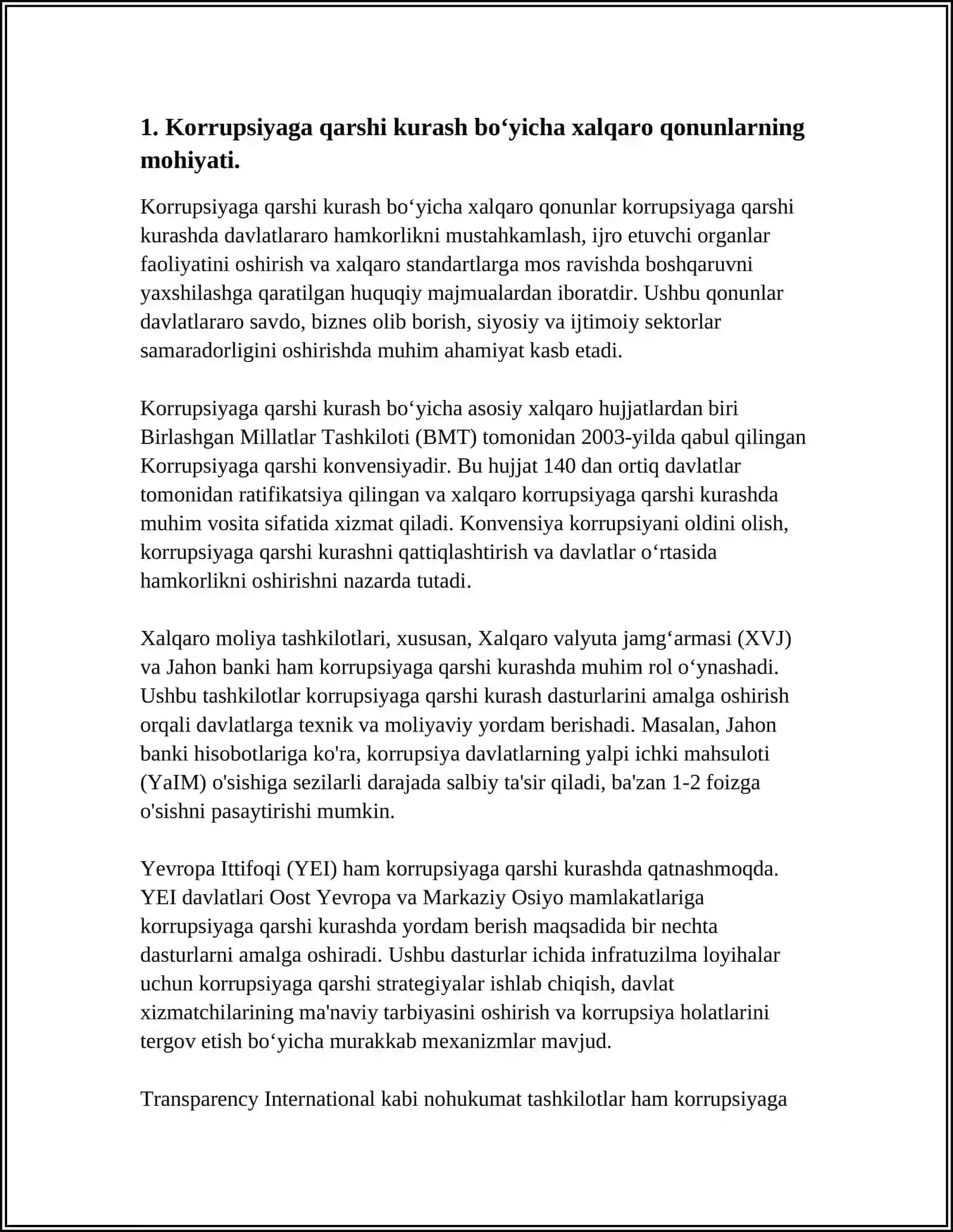 Korrupsiyaga Qarshi Kurash Bo‘yicha Xalqaro Qonunlar 4