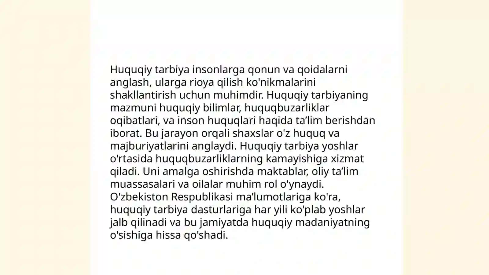 TARBIYA VA HUQUQ FANLARINI O'QITISH METODIKASI VA UNING UMUMATA'LIM FANLARINING UZLUKSIZ TA'LIMI TIZIMIDAGI O'RNI 4