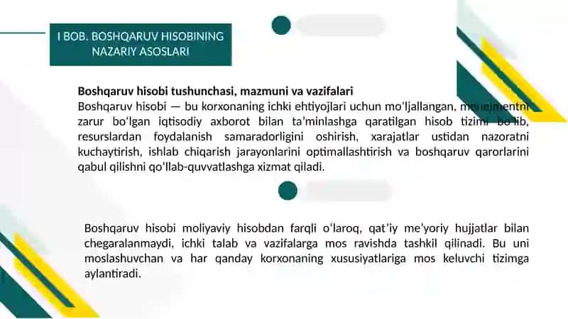 Korxonada boshqaruv hisobi siyosatini shakllantirish 4