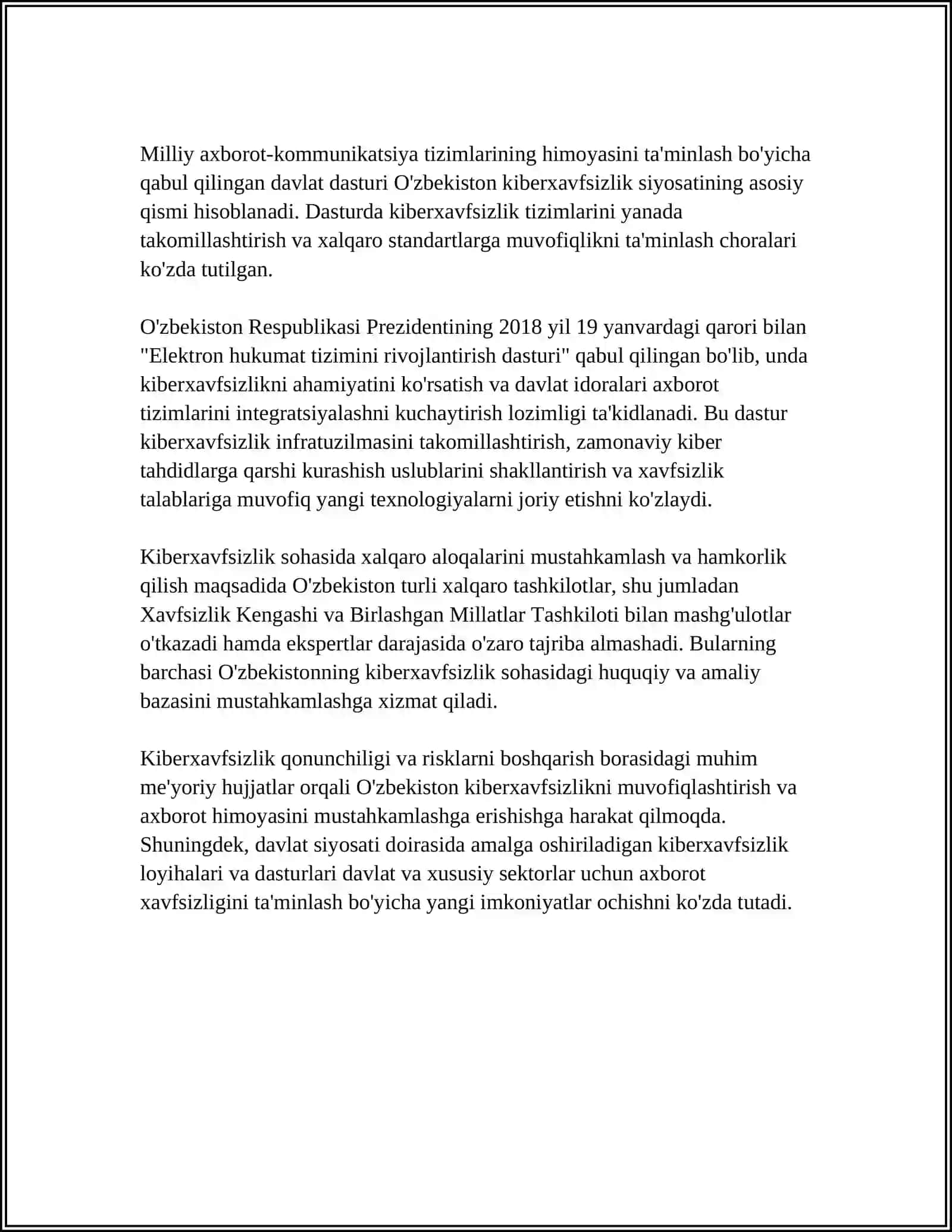 KIBERXAVFSIZLIKGA OID MILLIY VA XORIJIY MEYORIY-HUQUQIY HUJJATLAR TAHLILI 4