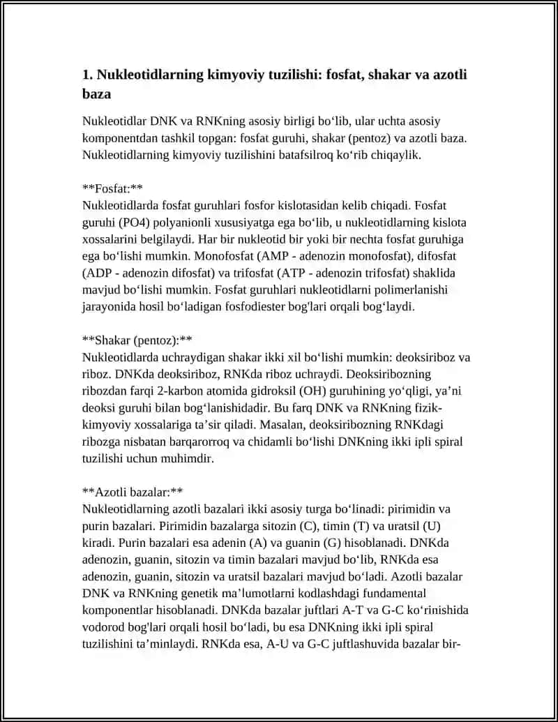 TIBBIY KIMYODA: RNK VA DNK NING TUZILISHI 4