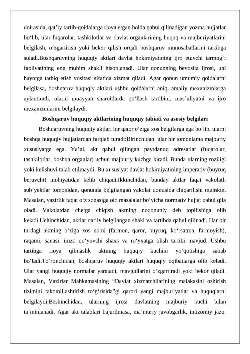 Boshqaruvning huquqiy aktlari tushunchasi va yuridik ahamiyati 4