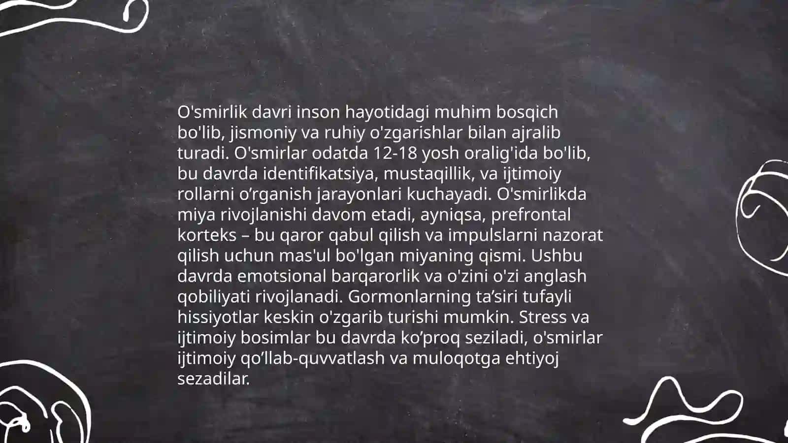 Yoshlik davri va uning o'ziga xos psixologik xususiyatlari 4