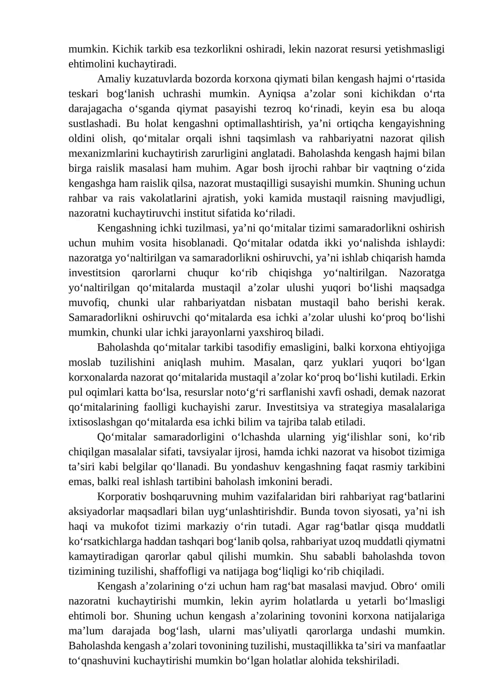 Korporativ boshqaruv samaradorligini baholash usullari 4