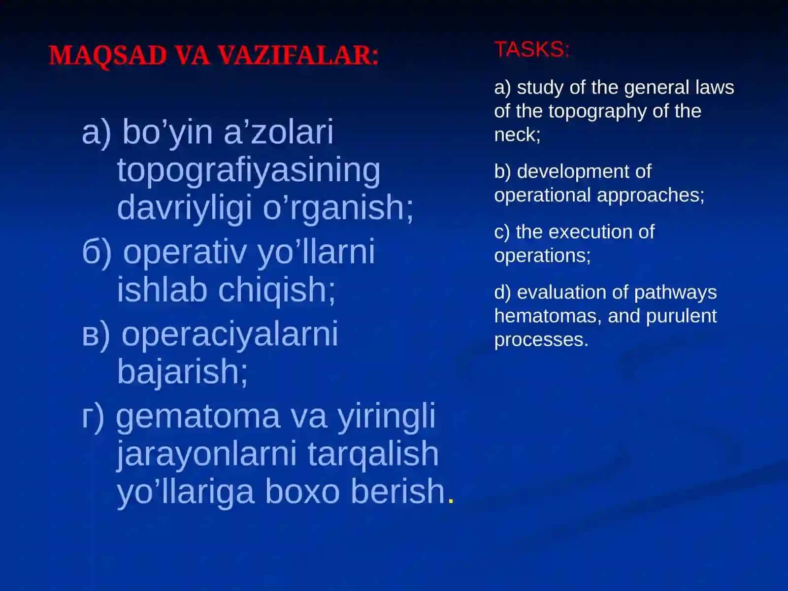Boyinning orta, yon og'malari va kistalarini kesib olish 4