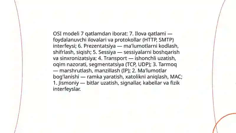 Kompyuter tarmoqlari asoslari va tarmoq arxitekturasi prinsiplari 4
