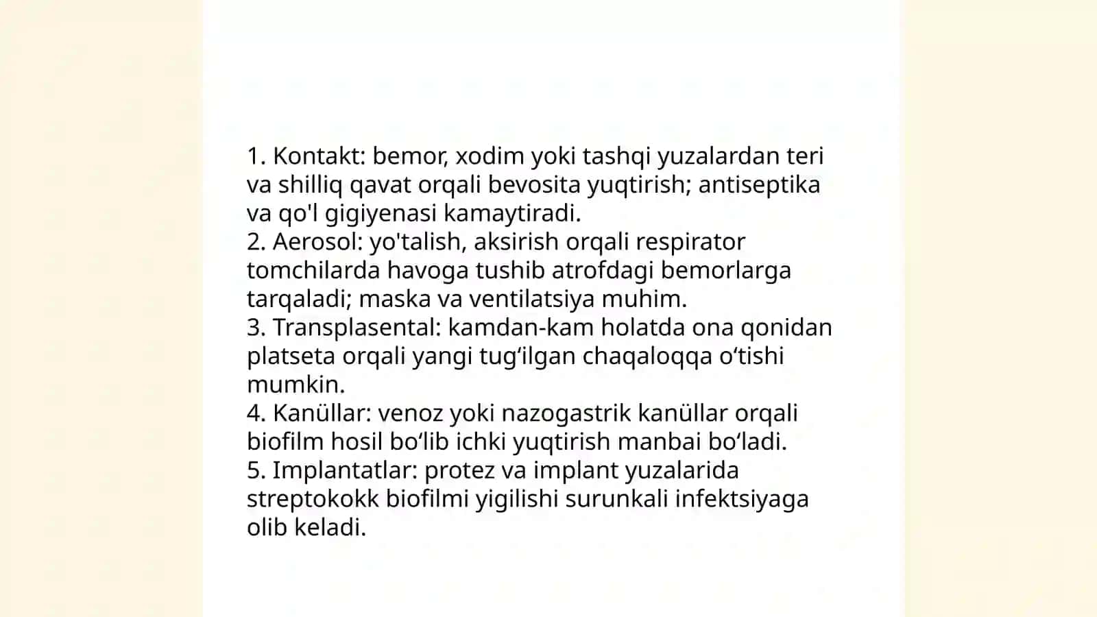 Kasalxona ichi infeksiyasi qoʻzgʻatuvchilar steptakaklar 4