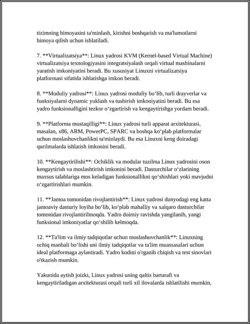 LINUX OT TALQINLARINING FUNKSIONAL IMKONIYATLARI. LINUX OT DISTRIBUTIVLARI 4