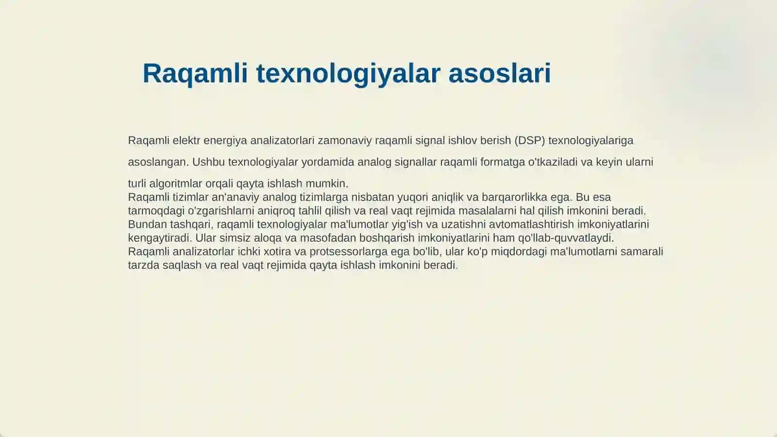 Raqamli elektr energiya analizatorlari va ularning imkoniyatlari 4