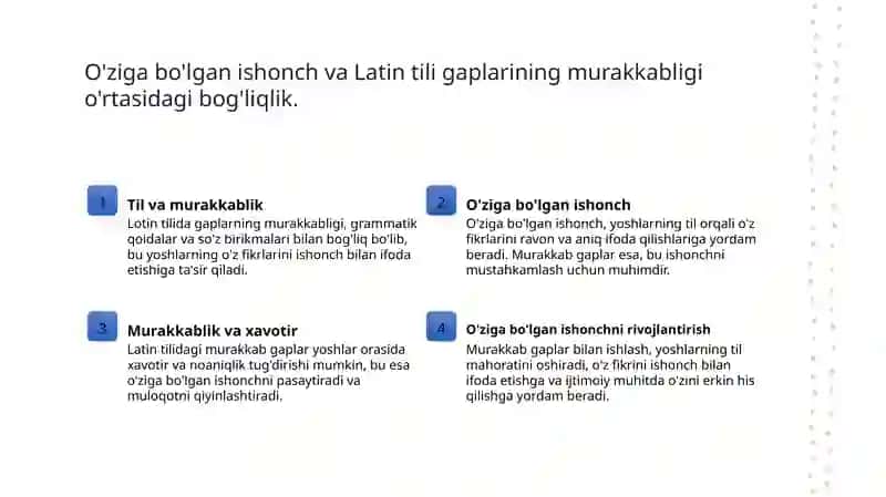 Óziga bólgan ishonch patligi Lotin tili gaplarining strukturasi 4
