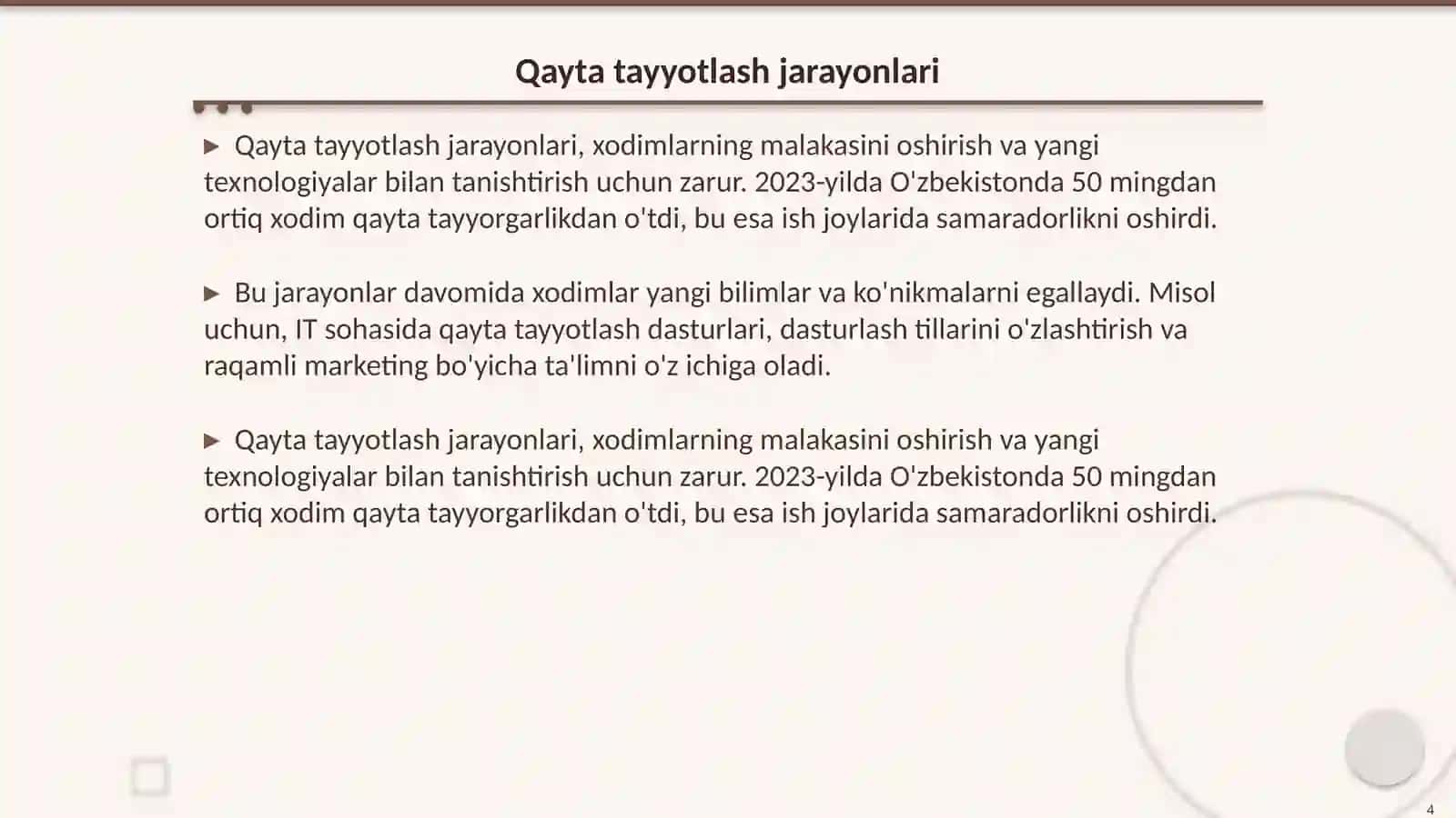 Hodimlarni kasbga tayyorlash qayta tayyotlash va ularning malakasini oshirish 4