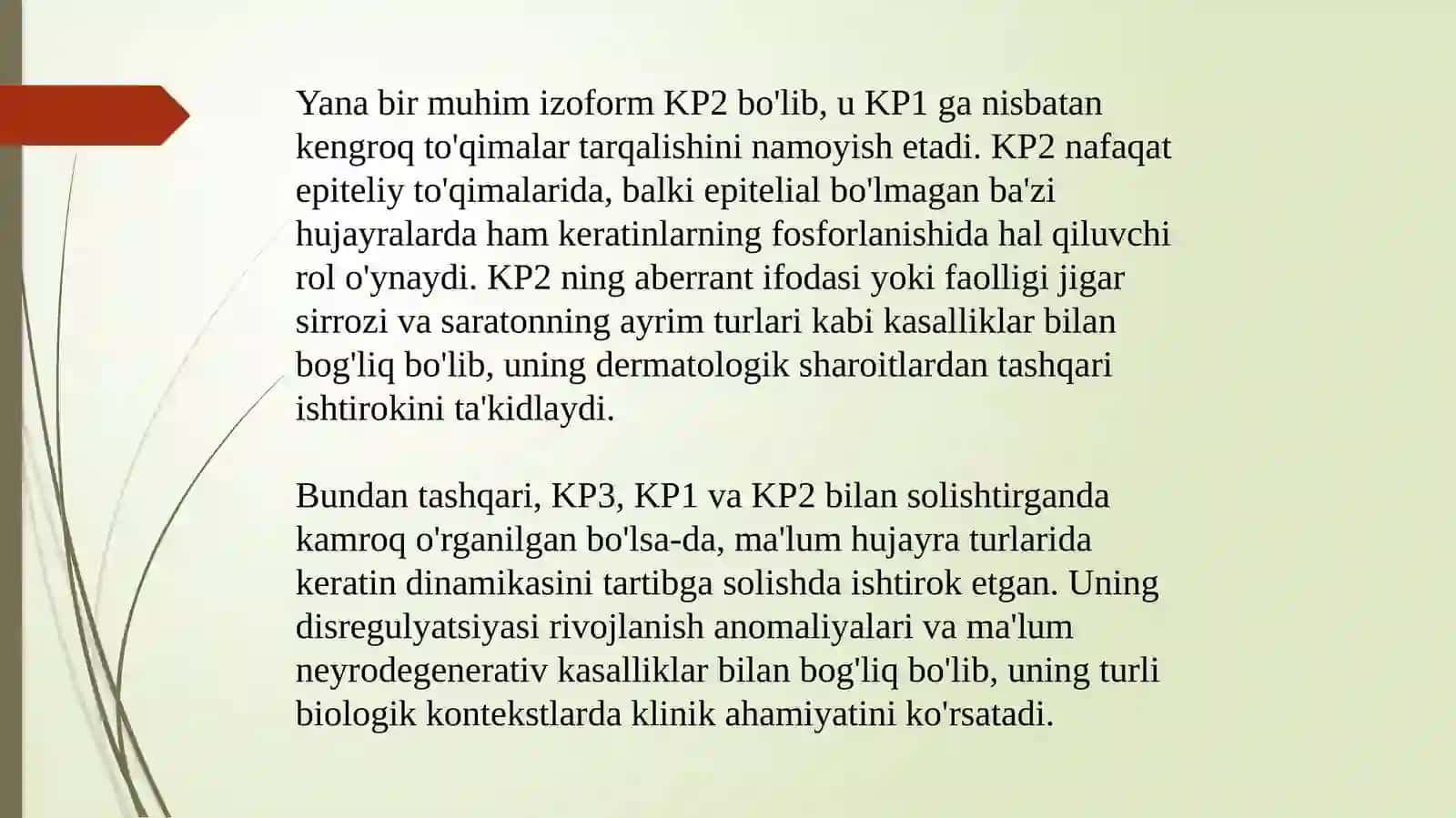Keratinfosfokinazaning izoshakllari va ularni aniqlashning klinik ahamiyati. Miopatiyalar. Mushaklarning innervatsiyasi. Miokard infarktining ertavakechki biokimyoviy tashxisi 4