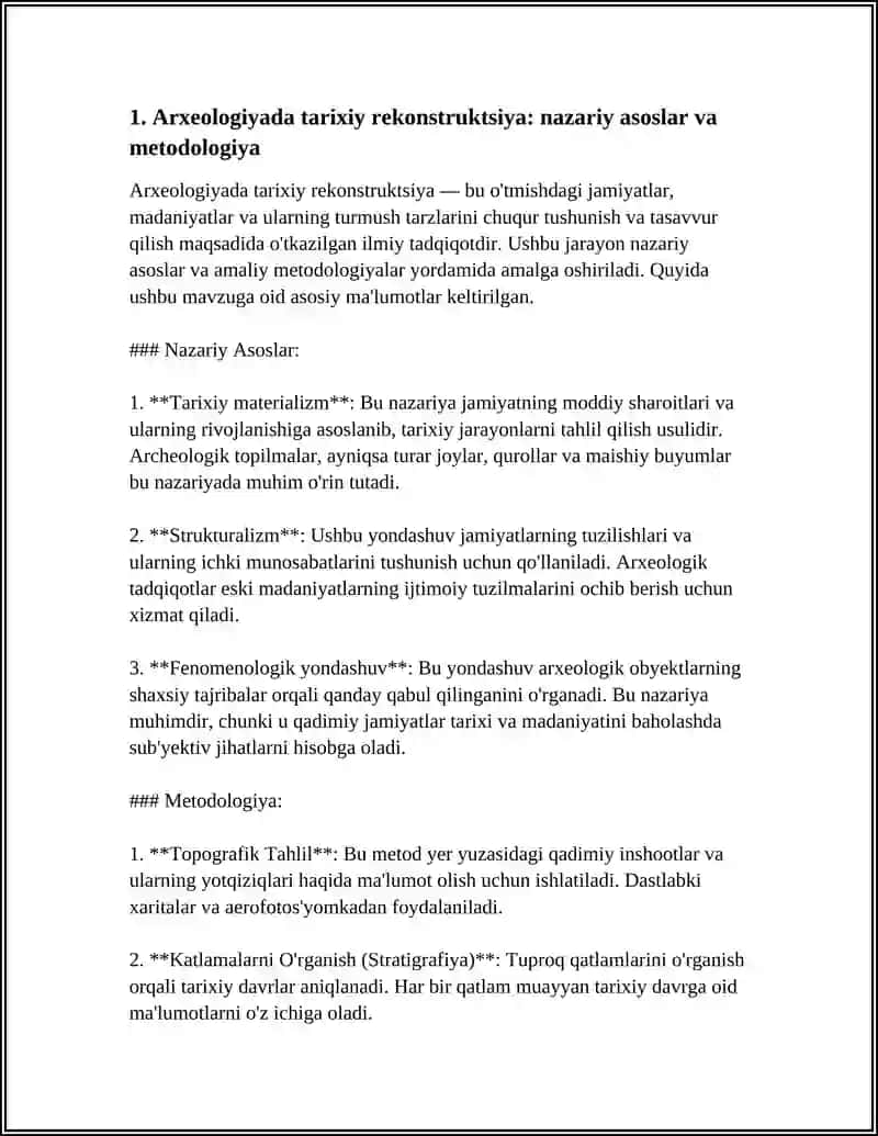 ARXEOLOGIYADA TARIXIY REKONSTRUKSIYAGA BOG'LIQ ILMIY QARASHLAR VA YO'NDASHUVLAR 4