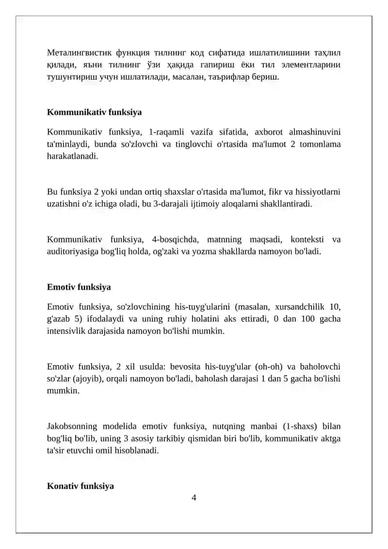 Tilning ijtimoiy vazifalari. R.O.Yakobson Lingvomadaniyatshunoslikning o'rni va ahamiyati 4