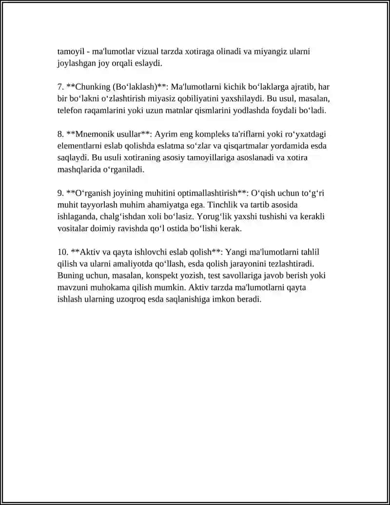 AKADEMIK KO‘NIKMALARNI RIVOJLANTIRISHYO‘LLARI. MAQOLA 10 LIST 4