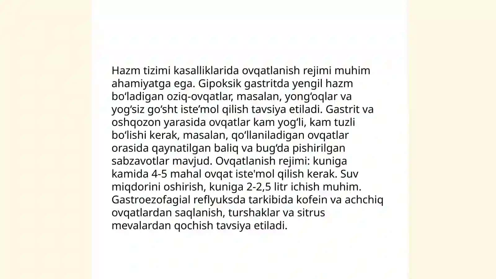 Hazm tizimi kasalliklari bilan kasallangan bemorlarni parvarish qilish. Qilichov Javohirbek 4